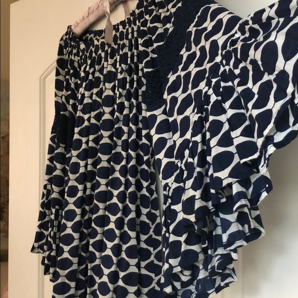 Flounce Navy/Wht Top - Picture 2 of 5